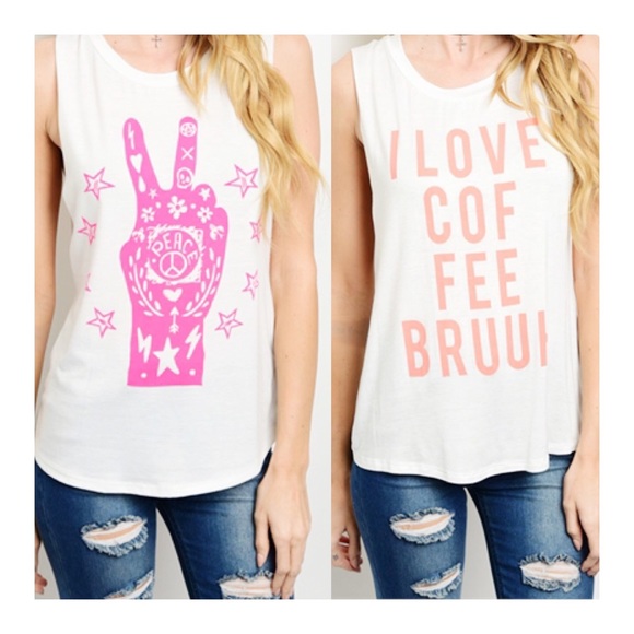 TWO TANK TOPS coffee tank and peace tank