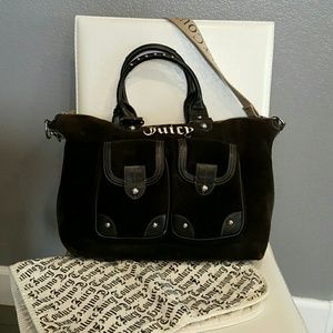 Juicy couture black velour diaper bag black