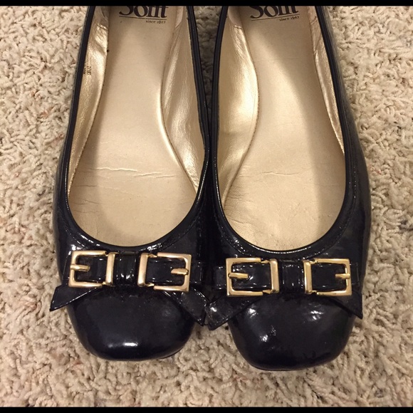 Black Patent Leather Sofft Flats, sz 6.5