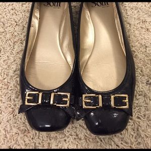 Black Patent Leather Sofft Flats, sz 6.5