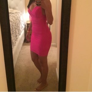 Hot pink sexy bodycon dress