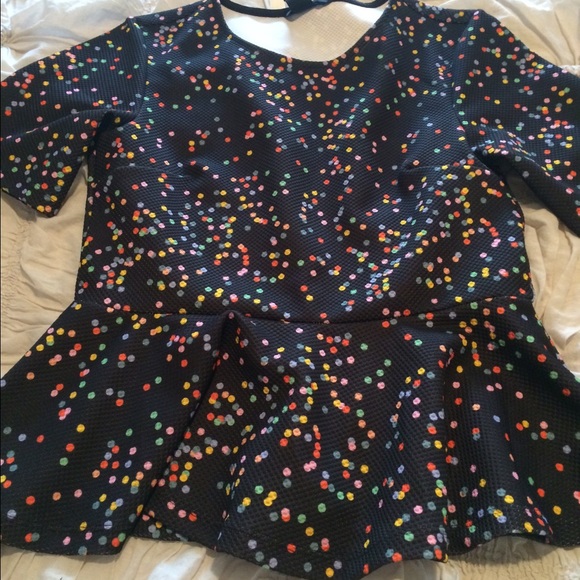 Multicolored polka dot top