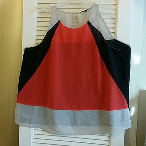 Color blocked sheer top