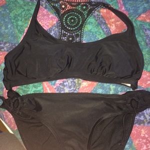 Black bikini with crochet detailing