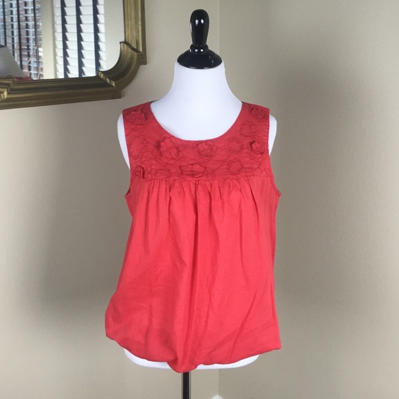 LOFT Sleeveless Top with Floral Accent Size Small