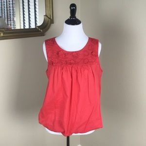 LOFT Sleeveless Top with Floral Accent Size Small