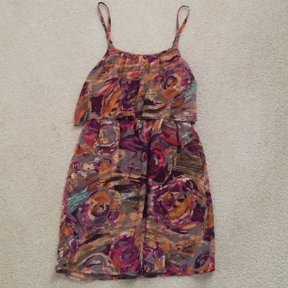 Bar III Multi colored floral dress with pockets