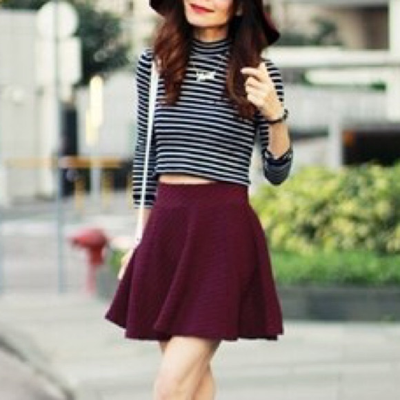 Burgundy Flare Skirt