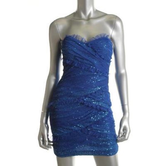 Roberta Blue Sequin Prom Dress bodycon