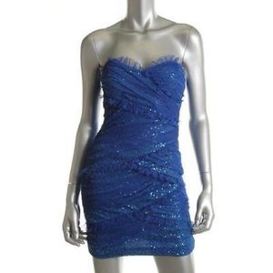 Roberta Blue Sequin Prom Dress bodycon