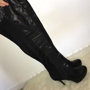 Steve Madden Black Leather 50/50 OTK Boot