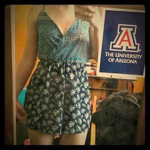 Blue Patterned Romper