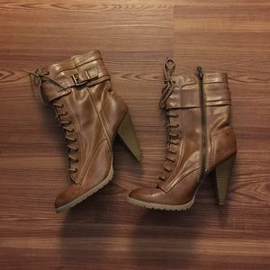 MIA Tan Heeled Combat Boots