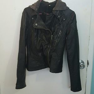 Black leather free people jacket