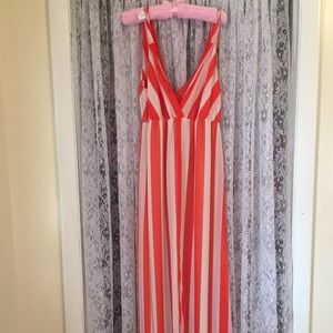 Orange & white maxi dress