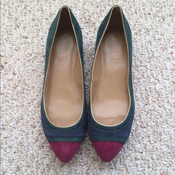 Talbots Shoes - Talbots Suede Color Block Kitten Wedges, 8.5 M!