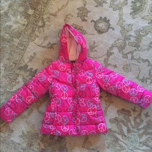 Girls peace sign winter coat