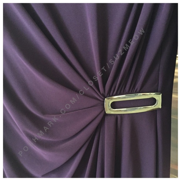 Evan Picone Faux Wrap Sheath Dress in Plum Wine - Picture 3 of 3