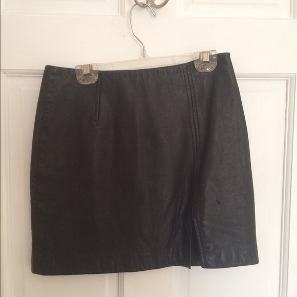 Black leather mini skirt