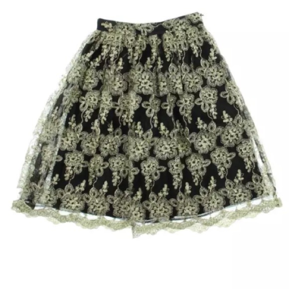 Alythea black and gold metallic lace A line skirt - Picture 2 of 3