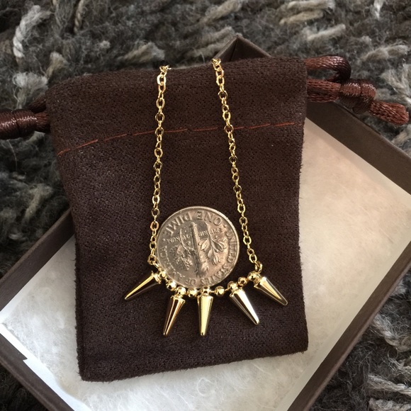 Gold Toned Mini Spike Necklace - Picture 2 of 3
