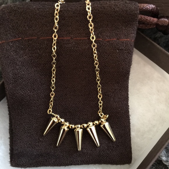 Gold Toned Mini Spike Necklace - Picture 3 of 3