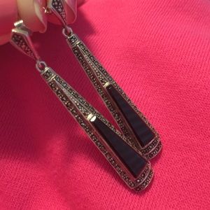 Vintage black onyx & marcasite earrings