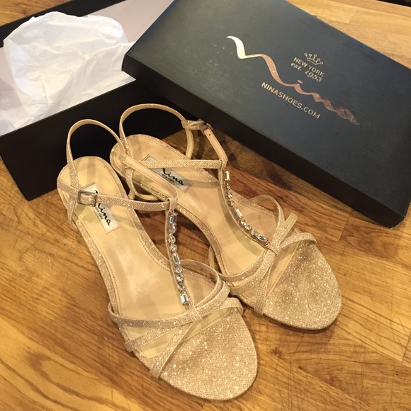 Nina "Gaelle Gem" Crystal T-strap Heels