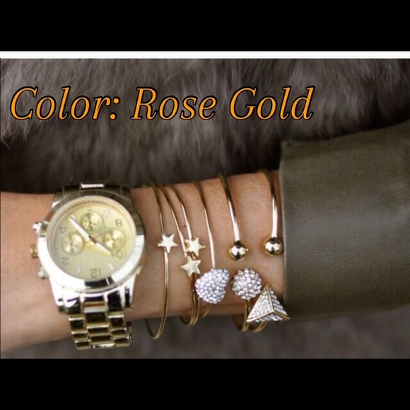 New Rose Gold Three Star Bangles - Picture 2 of 3