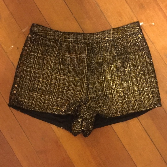 Bleach and gold high waisted shorts