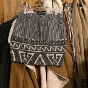 Aztec winter/summer Jean mini skirt! Stripes! Sz S Aztec winter/summer Jean mini skirt! Stripes! Sz S