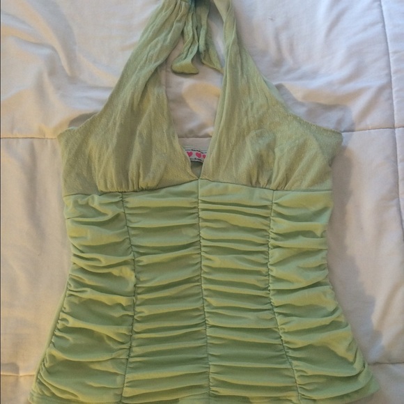 Lime green halter top- Three Pink Hearts:Trixxi