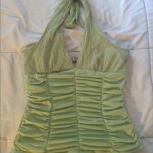 Lime green halter top- Three Pink Hearts:Trixxi