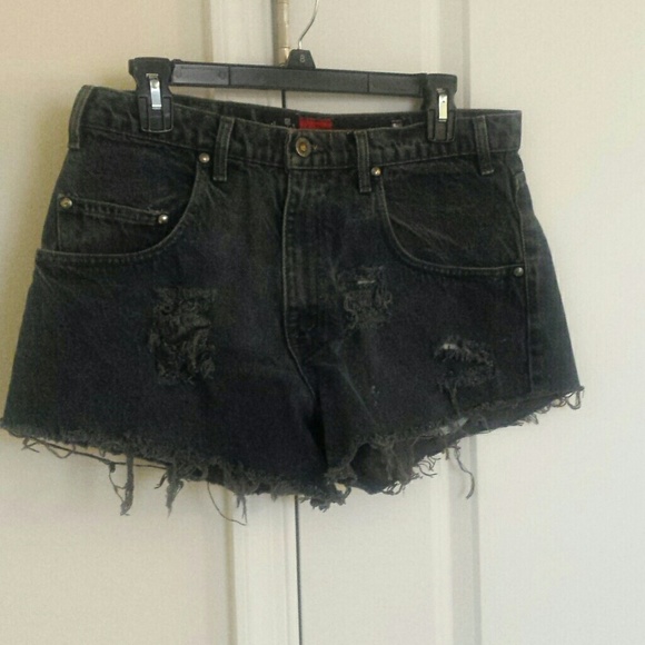 Dark blue high waistes shorts