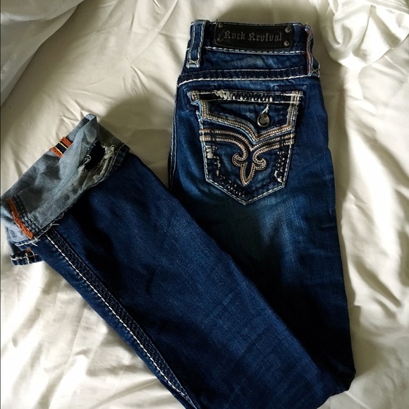 Rock revival bootcut jeans- dark wash. 34" inseam