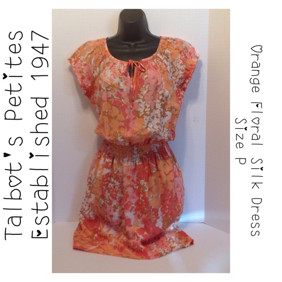 Talbots Dresses & Skirts - Talbots Orange Watercolor Floral Silk Dress - Sz P