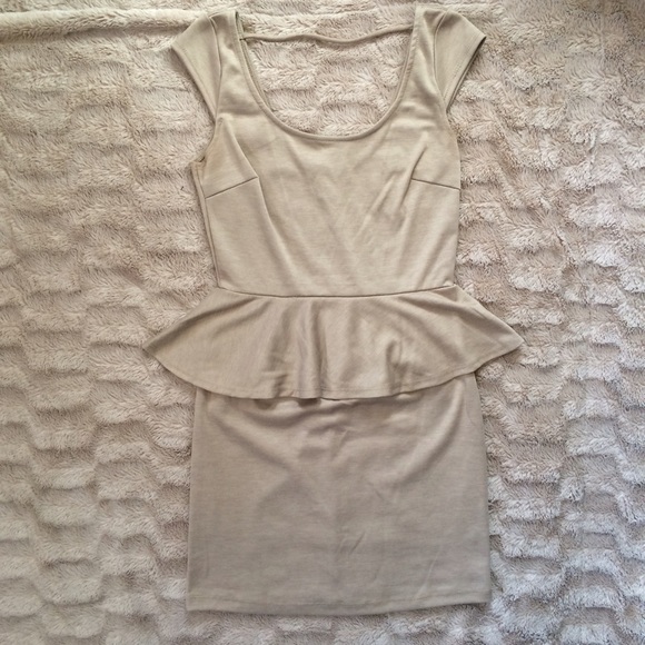 Nude Peplum Dress