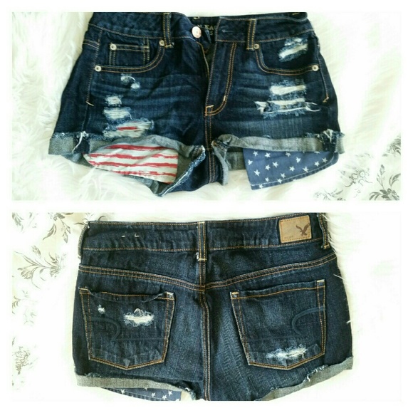 AE American Flag jean shorts