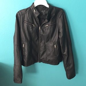 Faux leather jacket.