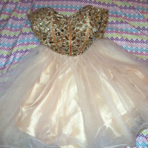 Embellished Nude Prom Dress