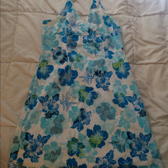 Blue and white floral summer dress