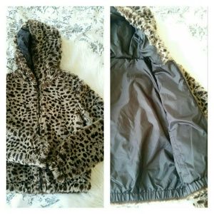 Leopard faux fur jacket