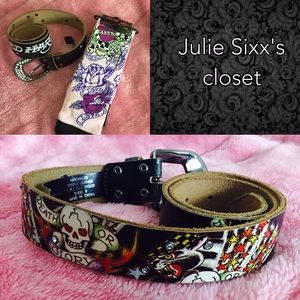 Ed Hardy knee pink socks & leather belt bundle