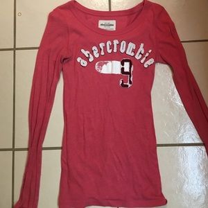 Girls Abercrombie pink long sleeve shirt. Size XL