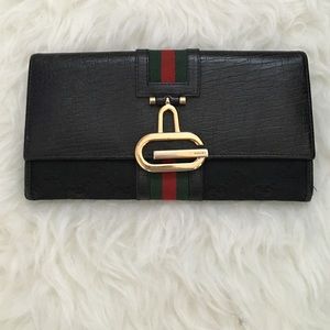 Authentic GUCCI Black Alligator Monogram Wallet