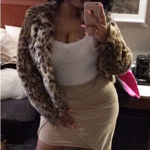 Cheetah print faux fur coat