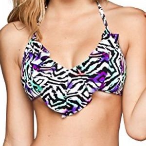 Patterned Halter Swim Top