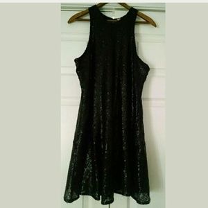 Free People Black Sequin Tank Mini Shimmer Dress