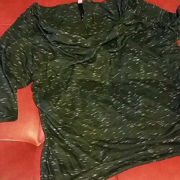 Cowl neck black shirt with white and grey specks