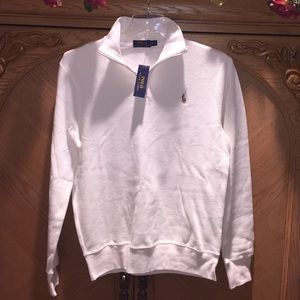 Polo 1/4 zip textured cream sweatshirt NWT size M